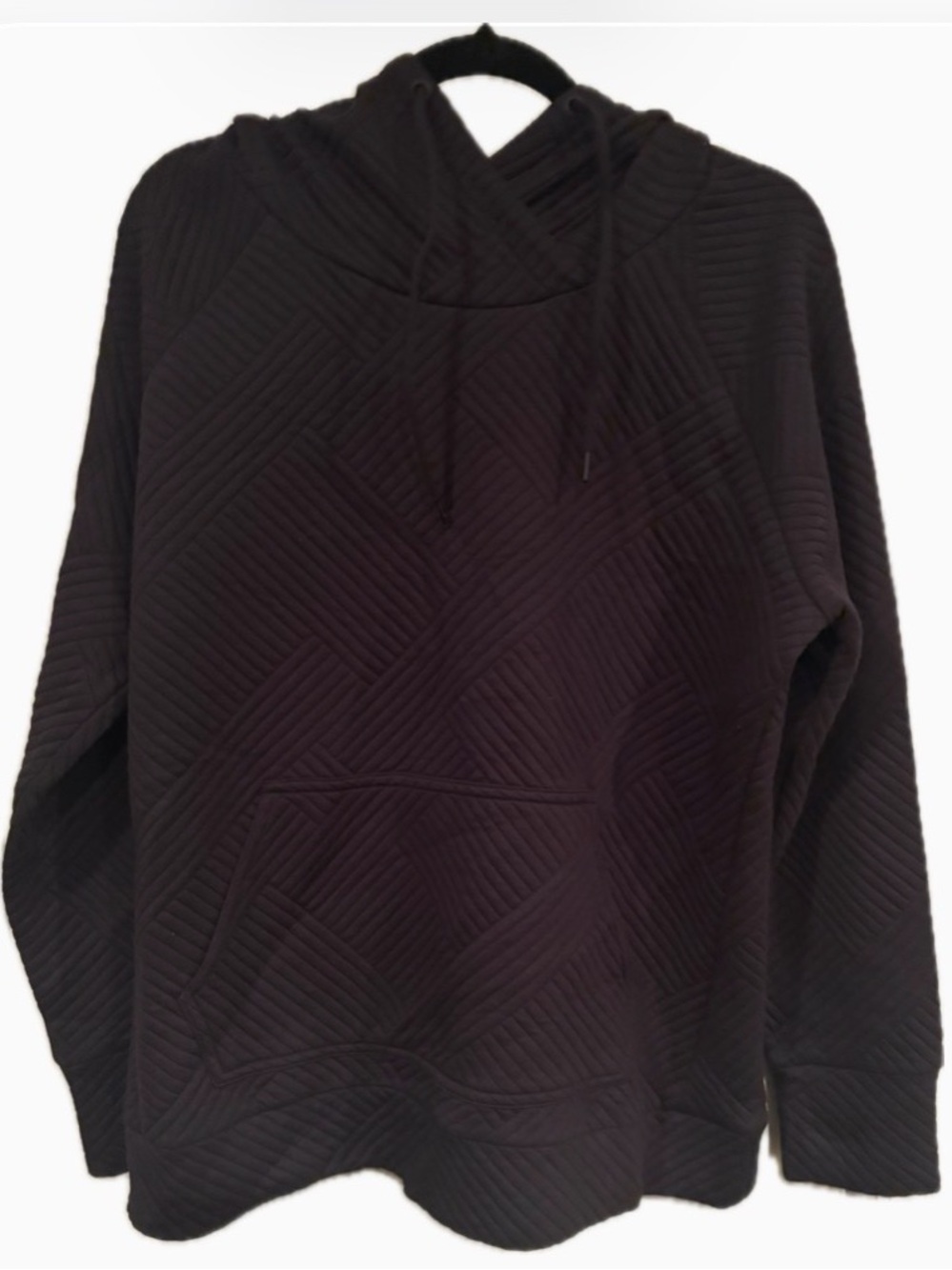 Green Tea Black Quilted Hoodie Large